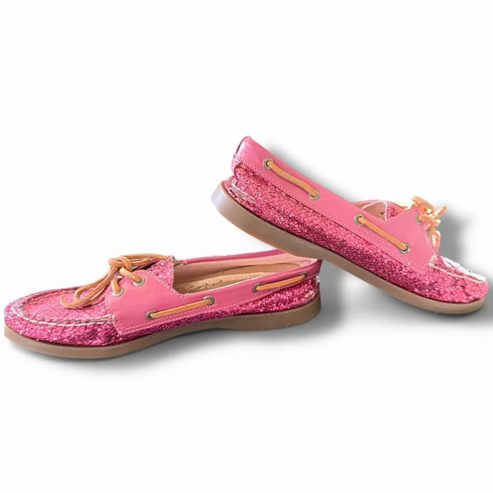 Women's Sperry Pink Glitter Boat Shoes Flats & Loafers Size 7.5